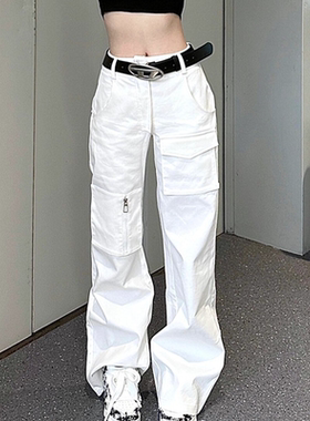 英国netx ROAD美式复古白色工装裤女夏季2025新款高级显瘦休闲裤