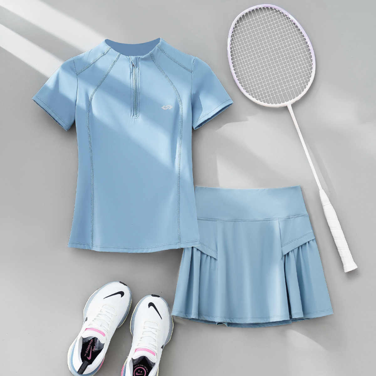 英国DGKP夏季羽毛球服女新款防走光裤裙速干透气跑步健身运动套装