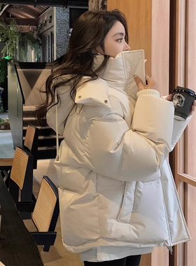 Next Alice羽绒服女短款冬季休闲宽松东北三防加厚爱心白色派克服