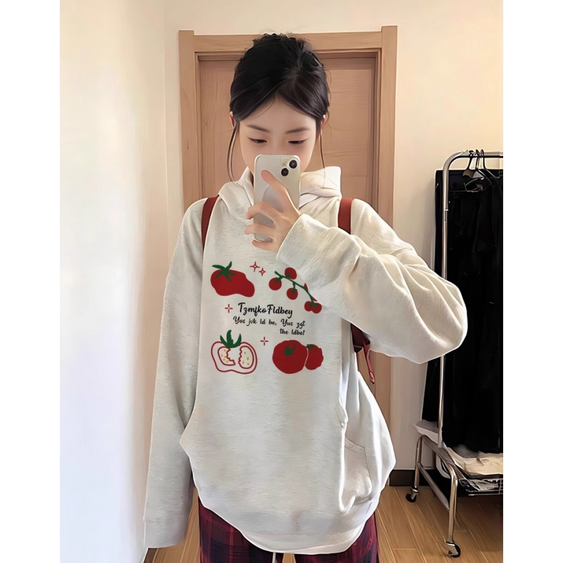 英国DGKP白灰色重磅连帽卫衣女春秋薄款2025宽松套头外套