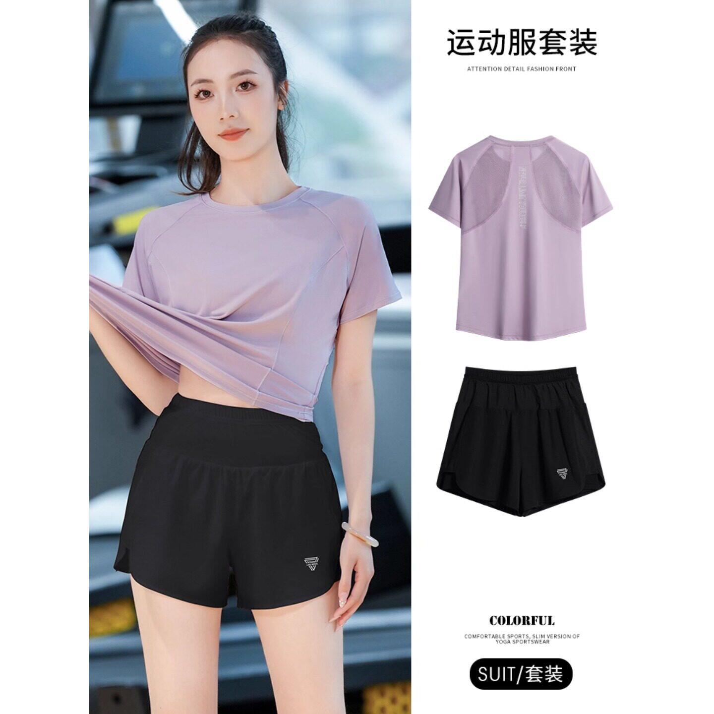 Next Lori健身衣服女套装2026新款夏宽松大码跑步运动速干瑜伽服