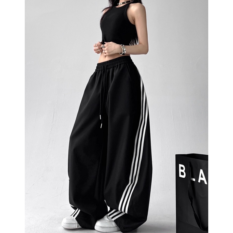 英国DGKP美式复古三条杠弯刀休闲卫裤女2025春秋新款运动阔腿裤