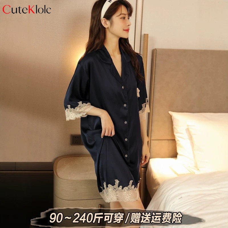 维多利亞性感睡裙女款2026新款春秋季高级感蕾丝大码女士冰丝睡衣