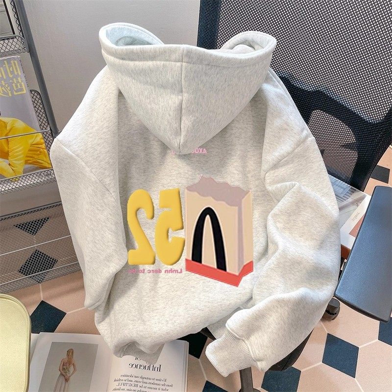 英国DGKP重磅硬挺连帽衫卫衣女秋冬情侣加厚银狐绒上衣外套