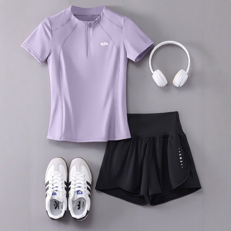 香港专业跑步运动套装女2026新款瑜伽服短袖速干衣透气吸汗健身服