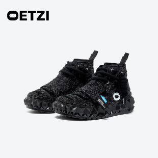 OETZI高幫帆布鞋 系帶款 短靴厚底丑萌鞋 原創設計感 女厚底時尚