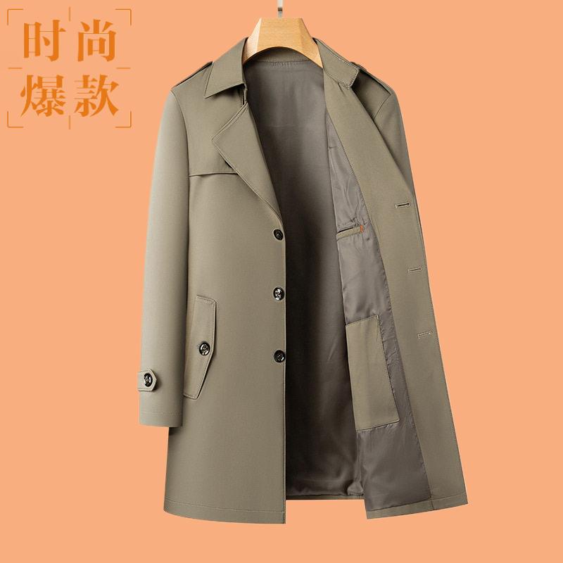 秋季中长翻领风衣外套中年商务春
