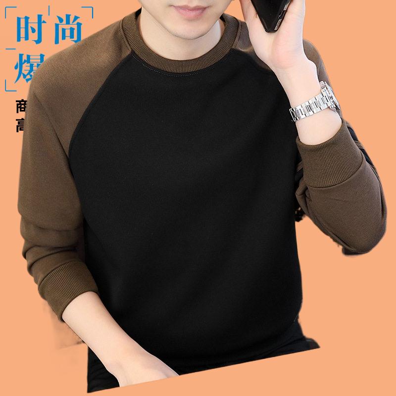 男女同款插肩袖拼接圆领卫衣防风秋季新款男士百搭潮流长袖情侣款