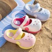 踩屎感女夏包头凉拖鞋 可爱女士洞洞鞋 外穿厚底沙滩凉鞋