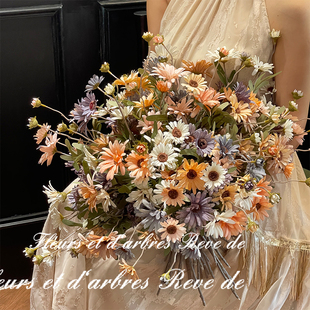 洋甘菊仿真花小雏菊假花民宿花束摄影道具客厅装饰花绢花卧室摆件