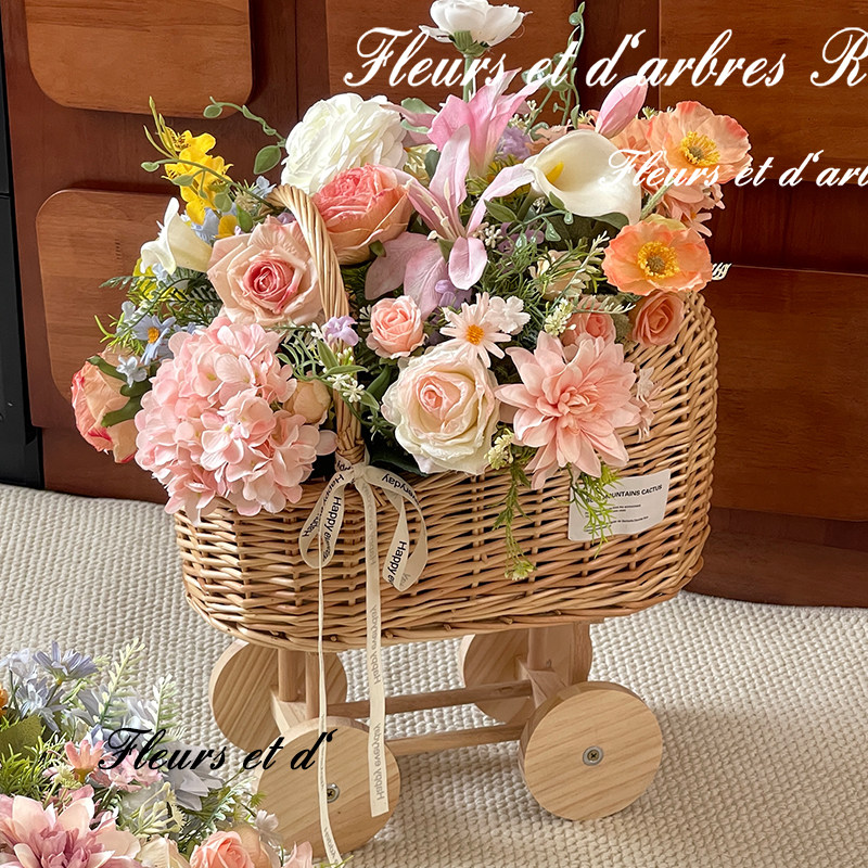 宝宝周岁生日宴仿真花DIY插花篮