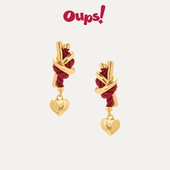 新年礼物 oups海绳情书耳环爱心红色新年节日耳饰s925银女原创