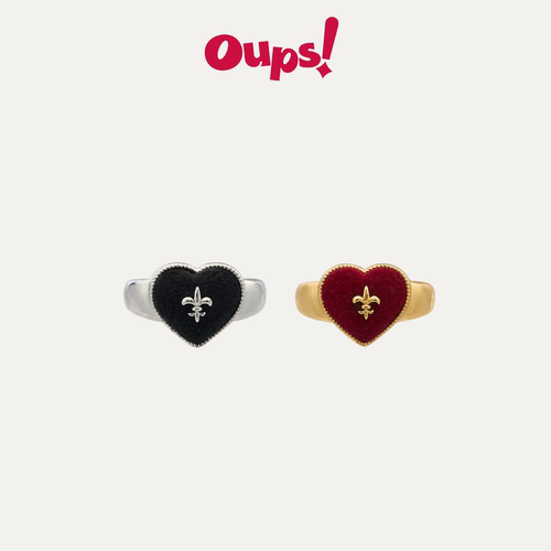 oups高榕程潇同款鸢尾印章戒指丝绒鸢尾花爱心开口戒指原创设计