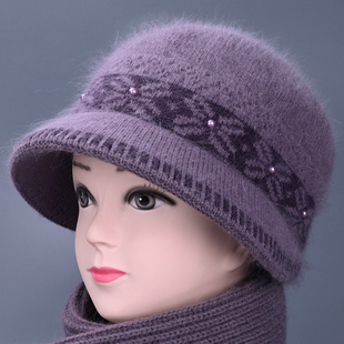 中老年人妈妈毛线帽奶奶盆帽保暖渔夫棉帽 秋冬季 帽子女款 2024新款