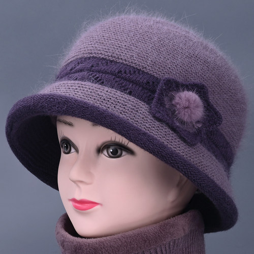 棉帽女秋冬妈妈盆帽保暖毛线帽