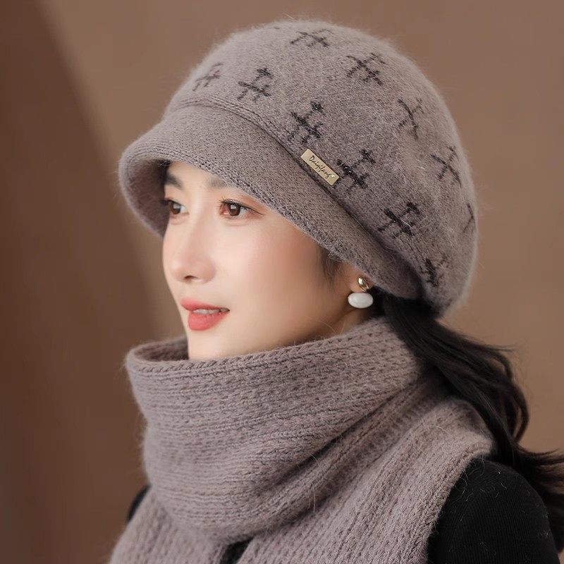 中老年帽子女士冬季妈妈时尚休闲针织毛线帽秋冬天户外保暖鸭舌帽