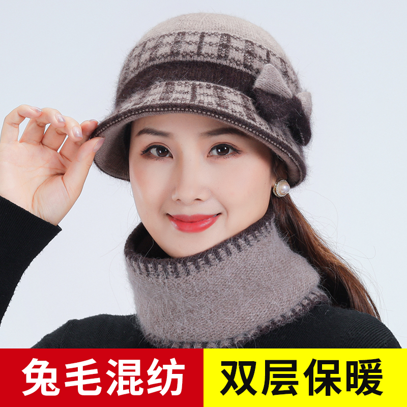 帽子盆帽女老人冬奶奶妈妈毛线帽