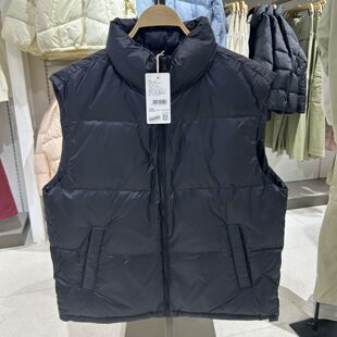 2025年冬季新品休闲男装梭织宽松立领开襟羽绒背心R154115076以纯