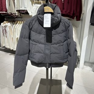 2025年冬季新款女装梭织宽松立领落肩开襟厚羽绒服R154215137以纯