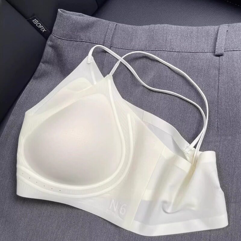 超细闪肩带冰丝凉感内衣女薄款小胸聚拢无痕隐形舒适文胸美背夏季