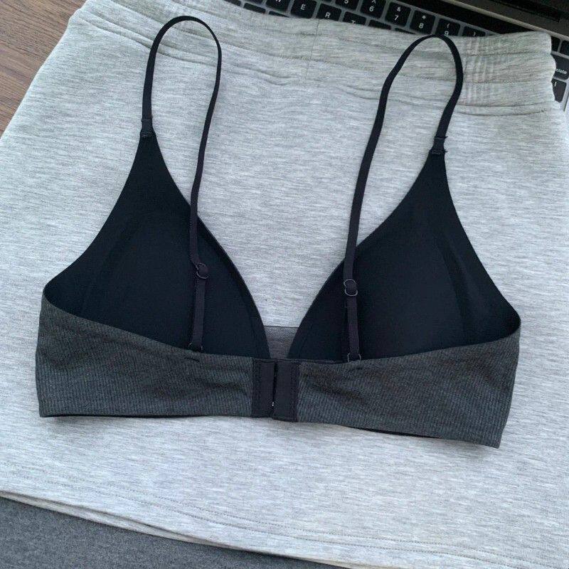 细肩带深V三角杯内衣女聚拢收副乳防下垂小胸显大夏季超薄款文胸
