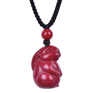 朱砂兔子吊坠钥匙扣手机链挂坠兔年本命年挂件属兔饰品礼物男女款