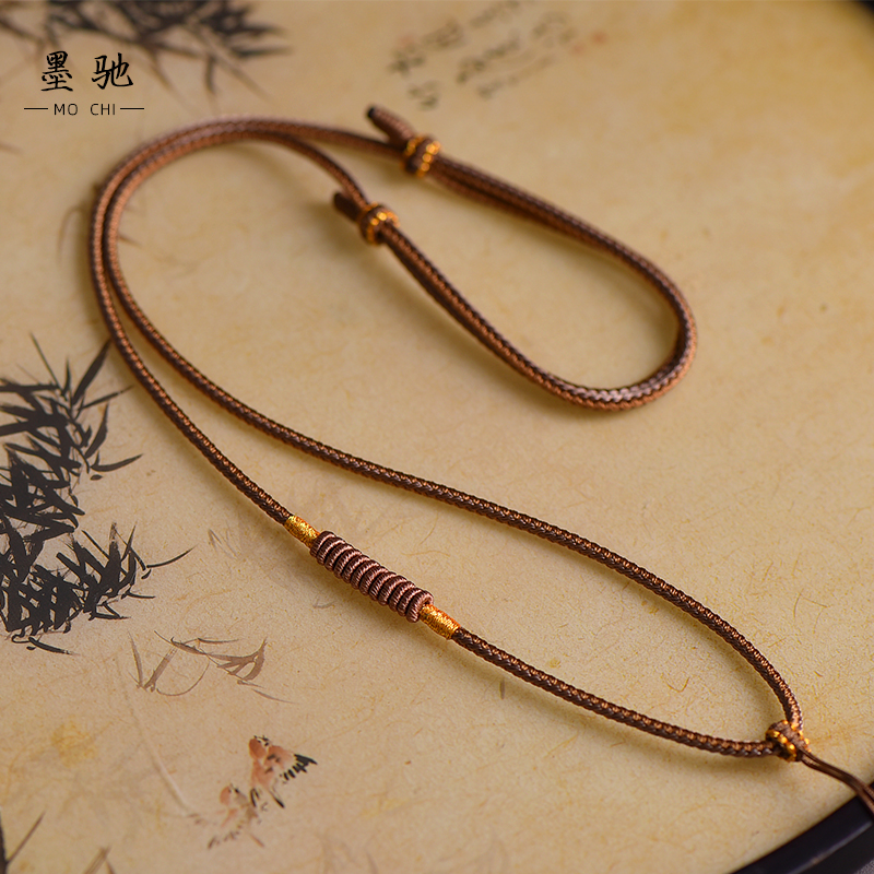 手工编织高档货黄金蜜蜡翡翠和田玉吊坠绳项链挂绳简约质感可调节