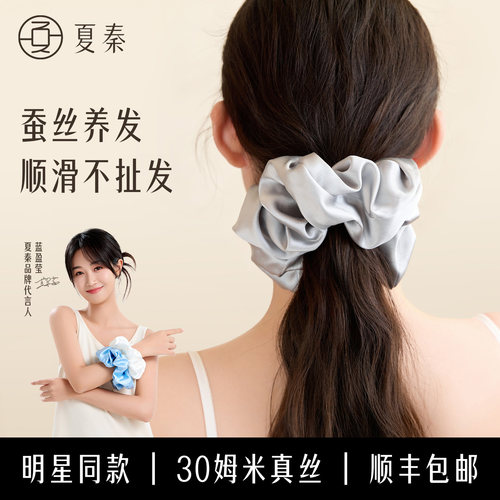 夏秦22姆米真丝大肠发圈桑蚕丝女不勒发不伤发无痕不勒高弹力发饰