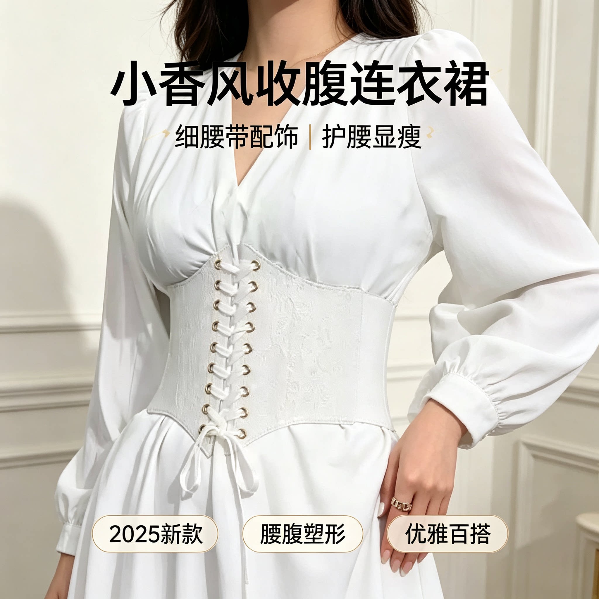 附带收腹束腰带连衣裙小香风配饰护腰瘦身腰腹2025细腰带神器女饰