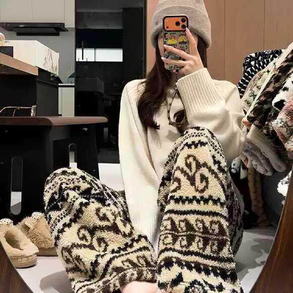 【行走的小火炉】超好看韩系冬季居家服加绒加厚保暖遛弯裤子女