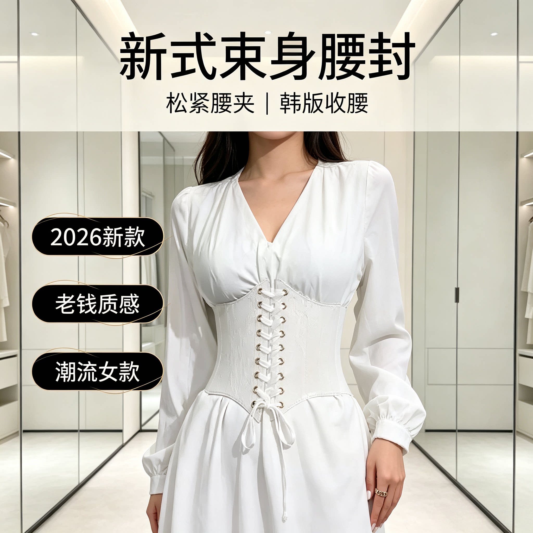 新式腰封松紧束身腰夹时尚收腰带女款潮流2026年韩版腰绳老钱新款