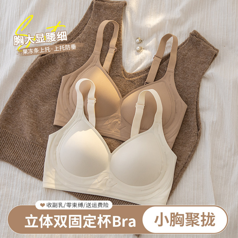 提拉内衣女隐形肤色粉底液2024新款秋季调整型小胸聚拢胸罩罩无痕