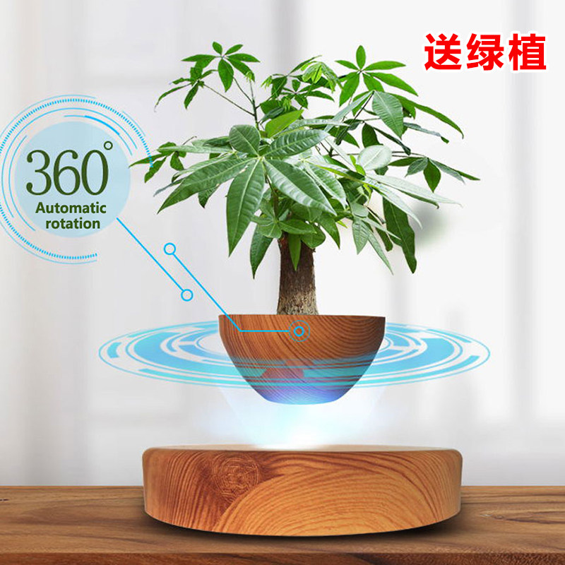 反重力磁悬浮盆栽花盆绿植办公室桌面风水摆件女孩情人节生日礼物