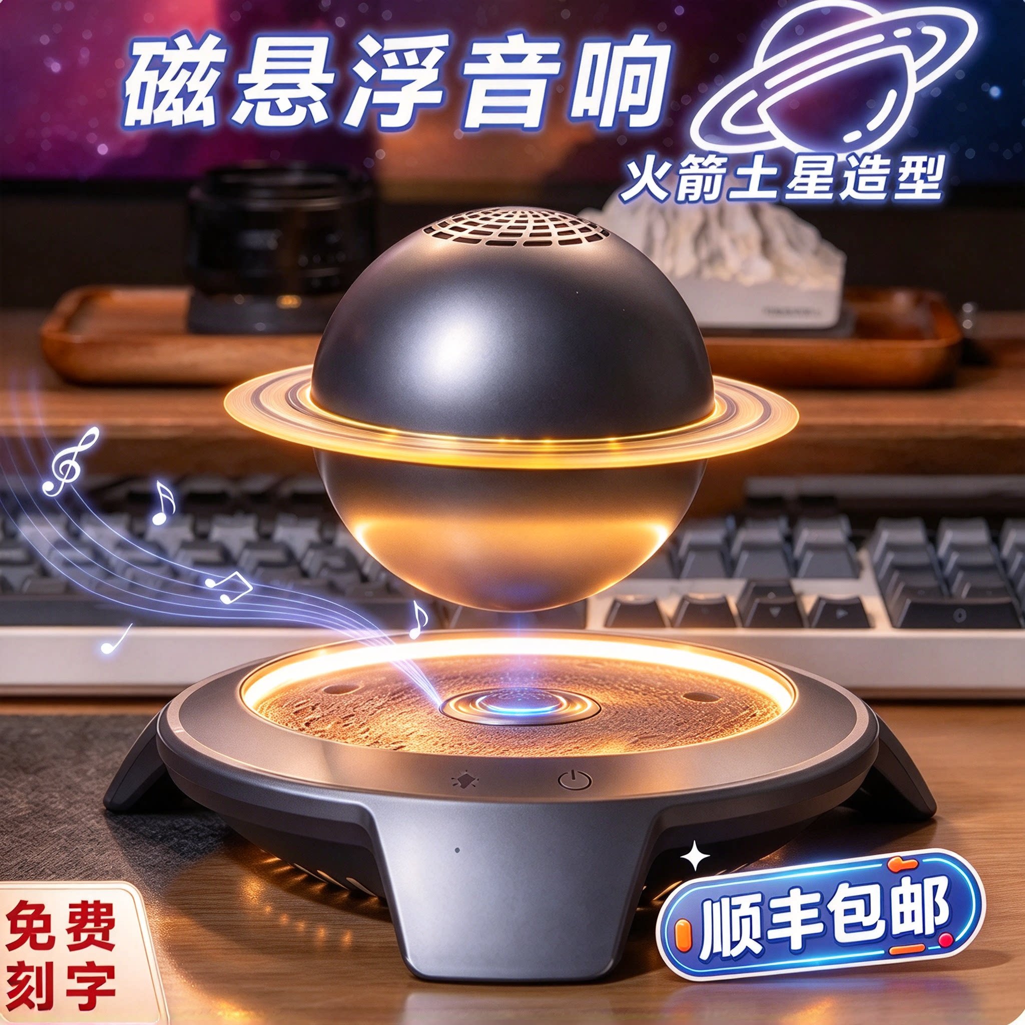 磁悬浮音响蓝牙音箱3D环绕办公室桌面摆件送男朋友情人节生日礼物