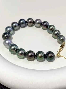 天然海水大溪地手链8·9MM正圆极微瑕素链裸珠定制颜色可选可混彩