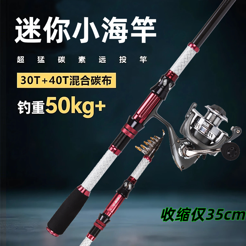 迷你小海竿超短节远抛竿套装