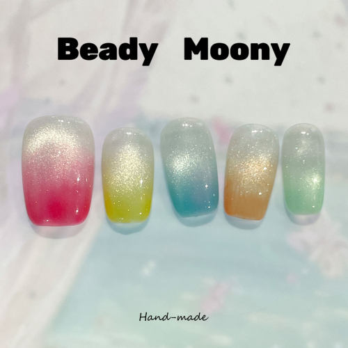 【彩虹糖】BeadyMoony2025手工穿戴甲新款多多巴胺猫眼高级感美甲