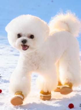 狗狗外出加厚棉鞋羊羔绒加绒保暖宠物脚套防滑泰迪小型犬狗鞋冬季