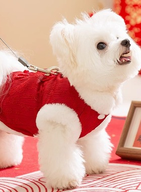 冬季狗狗新年衣服唐装喜庆猫咪棉衣马甲宠物服中式小型犬过年衣服