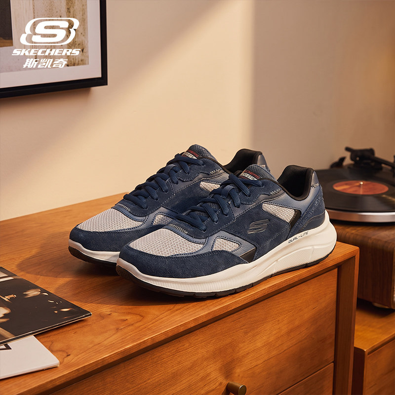 skechers斯凯奇男鞋运动鞋官方正品秋季网面透气休闲鞋减震跑步鞋
