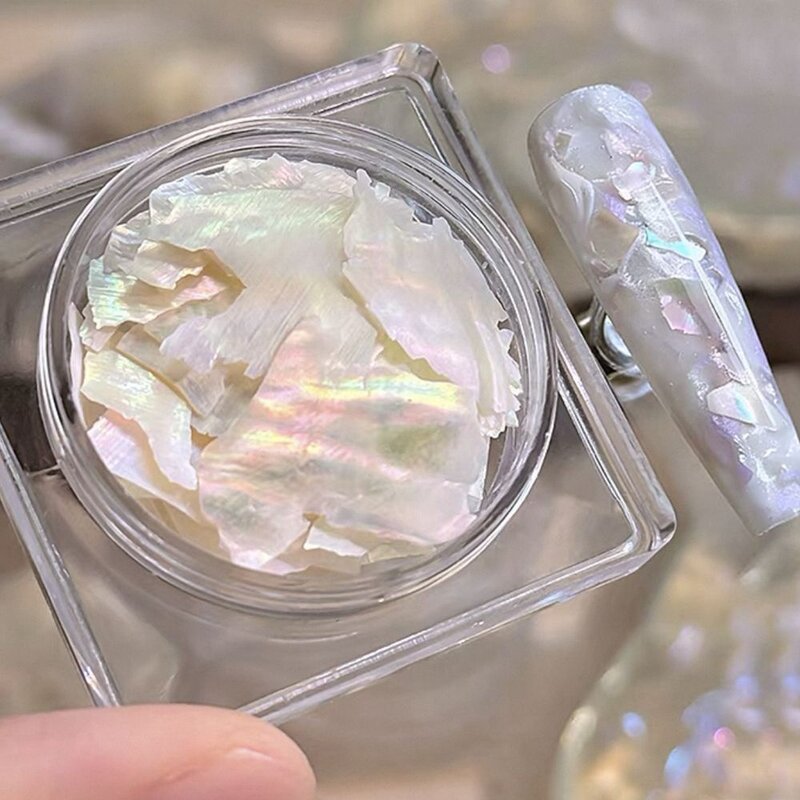 美甲超薄幻彩贝壳片醋酸美甲素材炫彩不规则贝壳碎片指甲装饰品