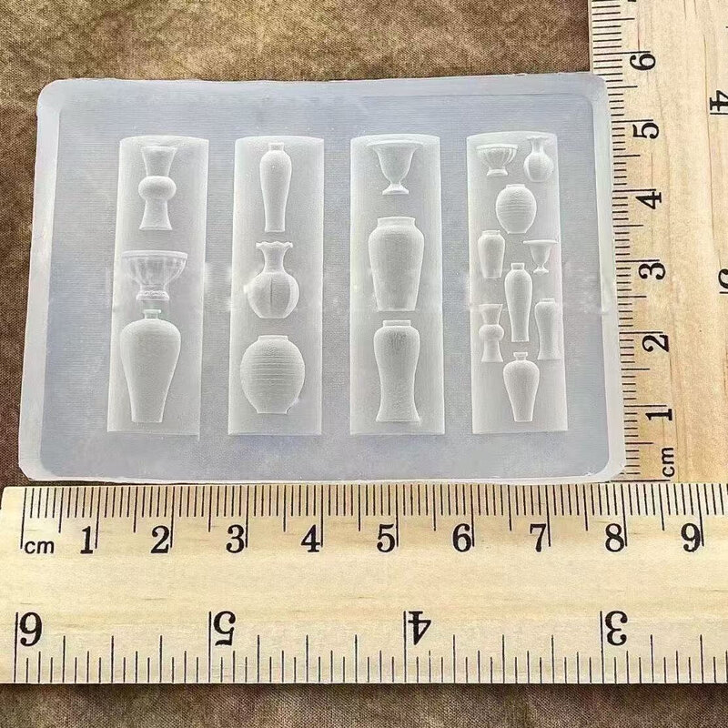 国风美甲模具青花瓷花瓶器复古瓶子花坛3d立体硅胶模美甲饰品工具