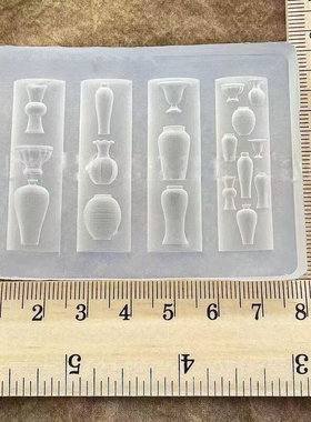国风美甲模具青花瓷花瓶器复古瓶子花坛3d立体硅胶模美甲饰品工具