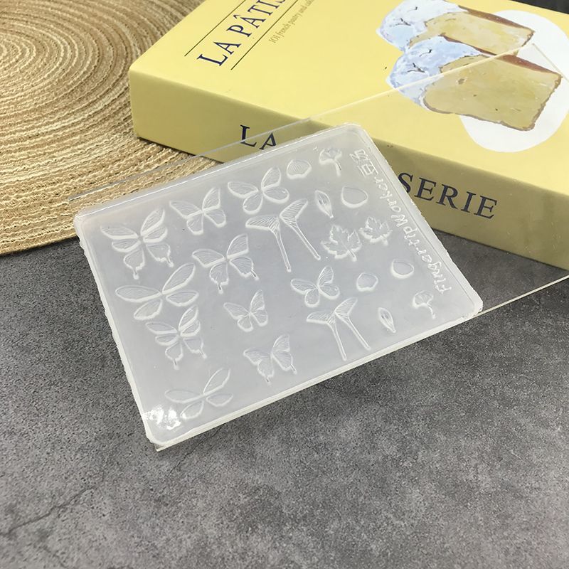 3D美甲模具立体硅胶新款凸起超薄蝴蝶仿真纹路食品级硅胶diy指甲
