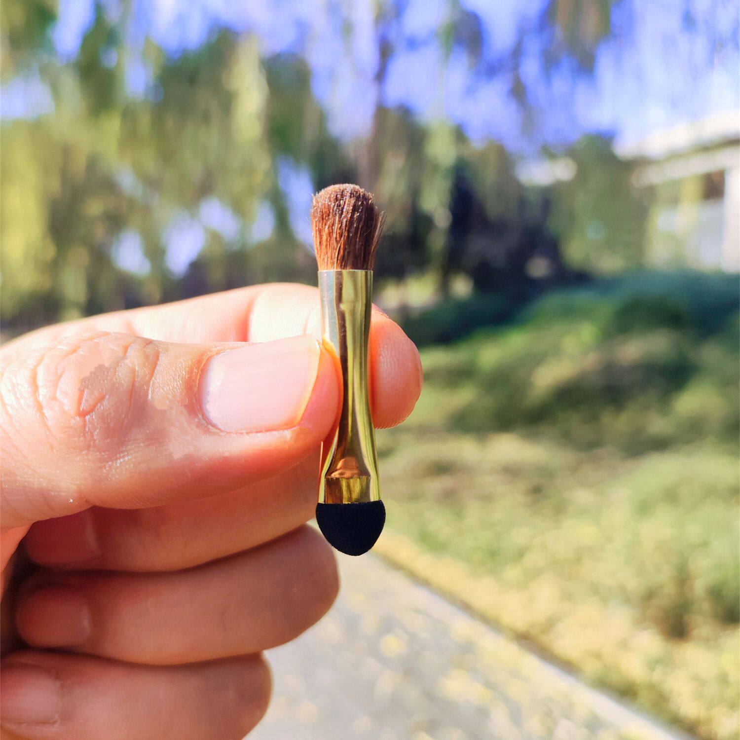 二合一迷你小号双头眼影刷小马毛海绵刷棒眼影棒收纳盒化妆刷套装