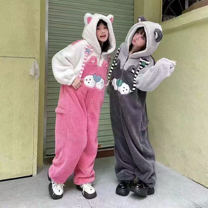 可爱卡通珊瑚连体睡衣新款2025加厚冬季毛绒睡袍家居服保暖