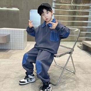 德国LANOOLN 男童春装套装中大童儿童男孩春秋款帅气时春酷帅卫衣