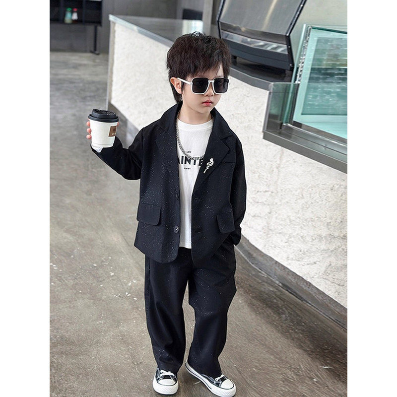 韩国Uamtor男童西装套装秋冬新款潮酷男孩小西装英伦风高级感礼服