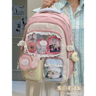 小食量谷子痛包娃包大容量双肩包高初中女生书包学生护脊减负背包