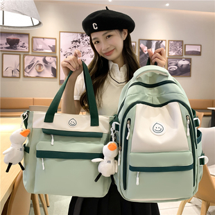 书包女初中生高中学生大容量带单肩包两件套背包小学生轻便双肩包